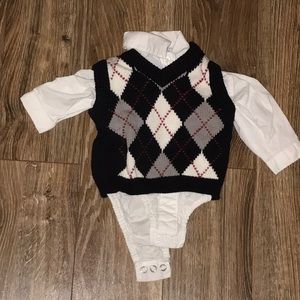 Infant Dress shirt onesie and sweater vest!